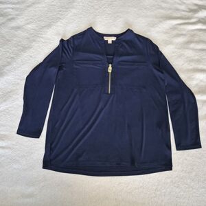 Michael Kors Navy Long Sleeve with Gold Zipper
